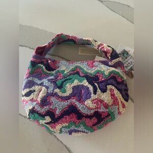 Viral Beaded Purple Green Pink Colorful Swirl Made in India Bag